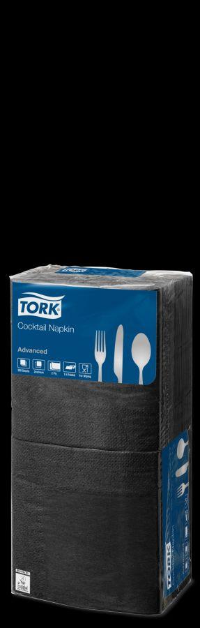 tork cocktail napkins, black, 2ply, bars, cafes, quality, great value 
