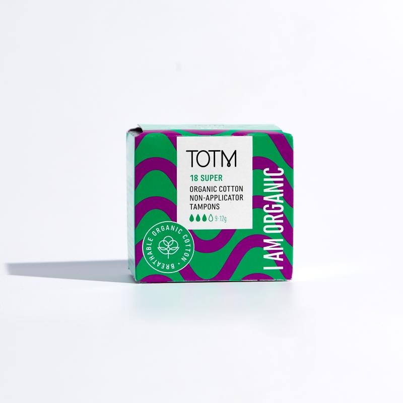 TOTM Organic Cotton Non-Applicator Tampons Super 18's