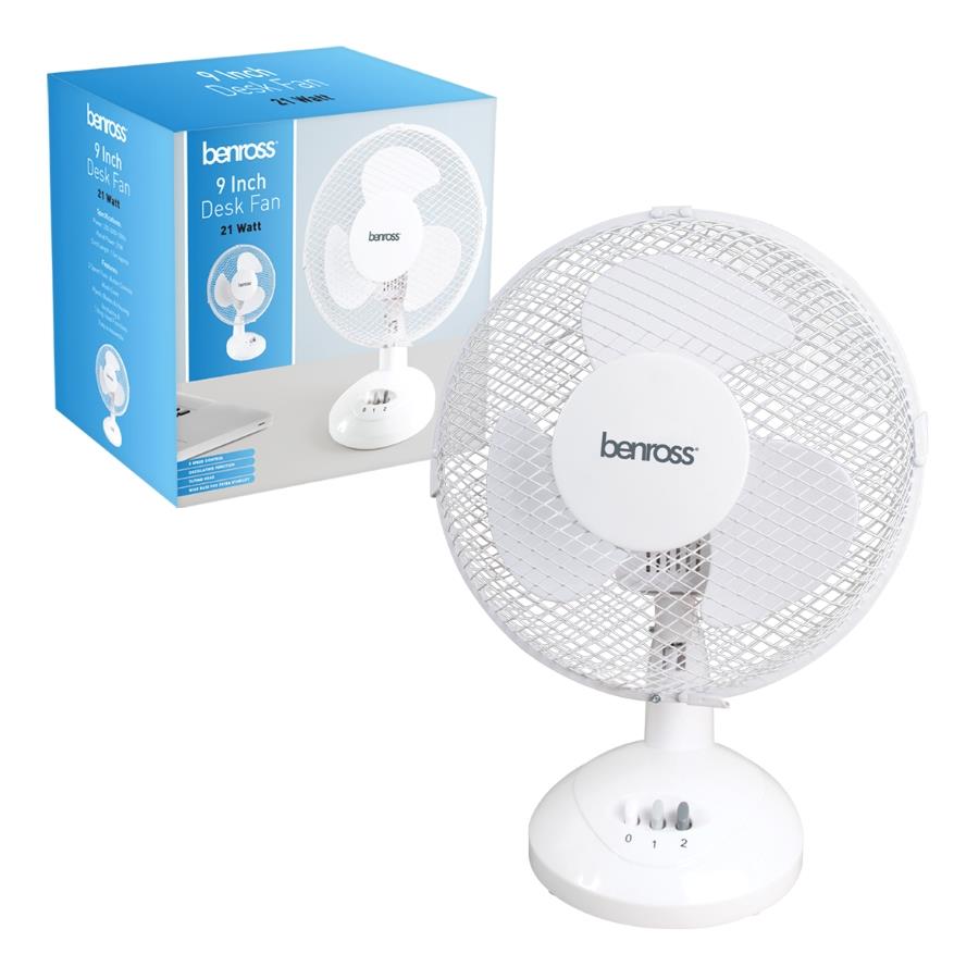  9" White Desk Fan