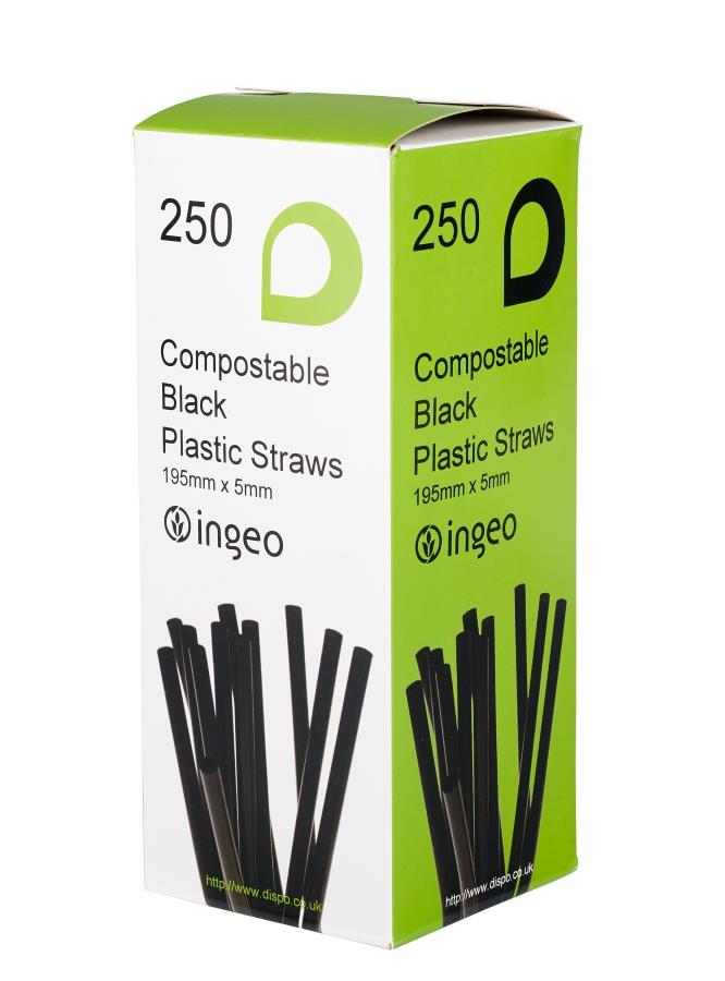 Black Biodegradable Flexi Straws
