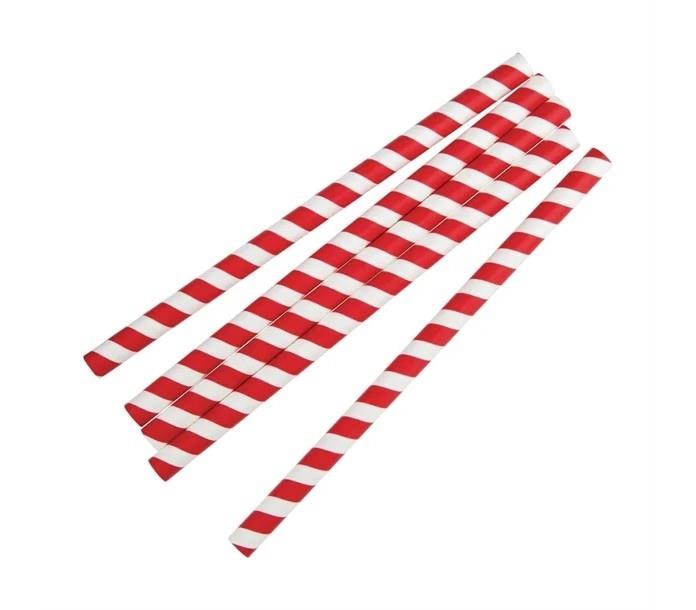Fiesta Compostable Paper Smoothie Straw Red Stripes 10mm