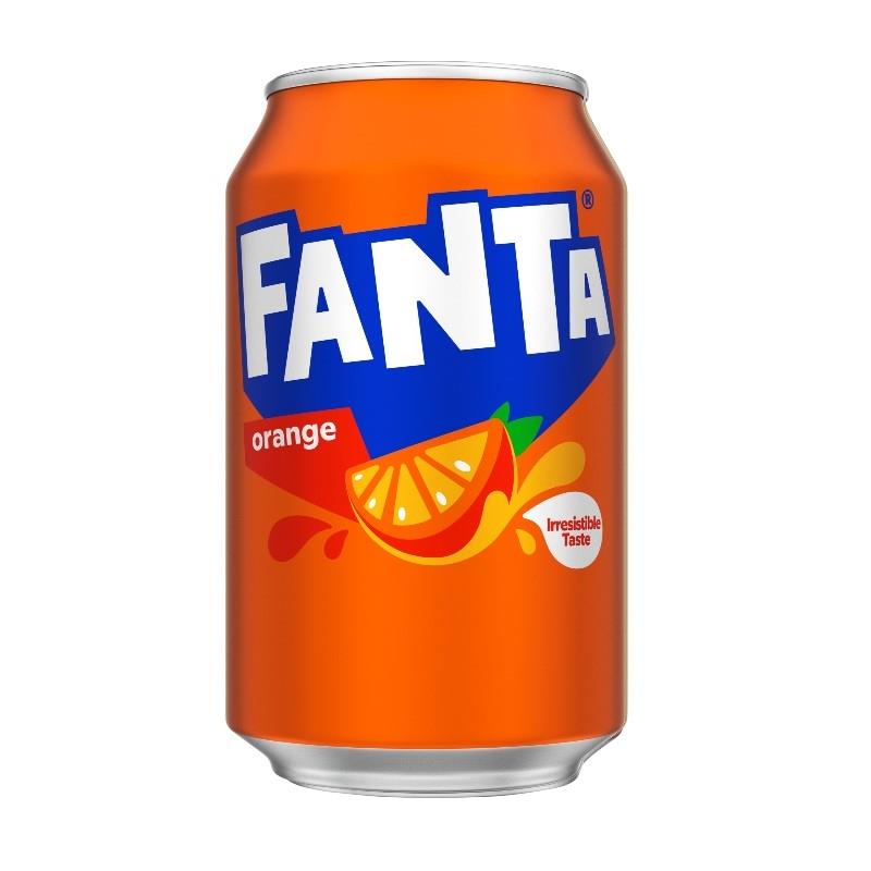 fanta orange, soft drink, fizzy, workplace refreshment, fruity orange drink, cans 