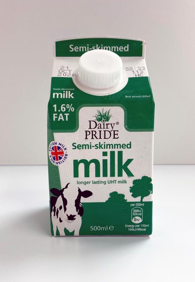 dairy pride, uht semi skimmed milk, long life, resealable, carton 