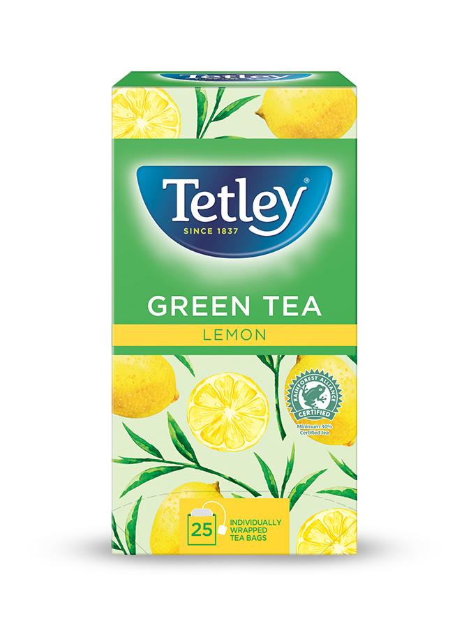 tetley green tea bags, healthier, low calorie, mellow taste, rain forest alliance, flavoured green
