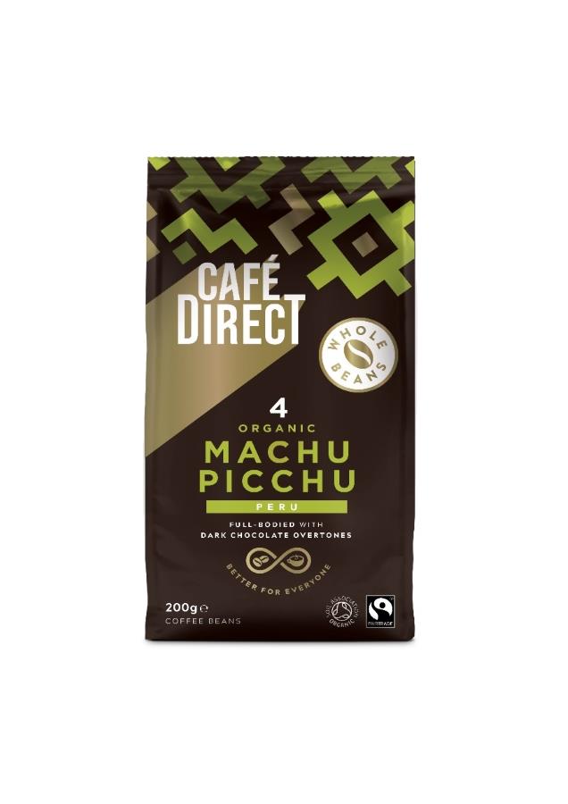 cafe direct, machu picchu organic beans , arabica, smooth roast coffee, silky smooth 