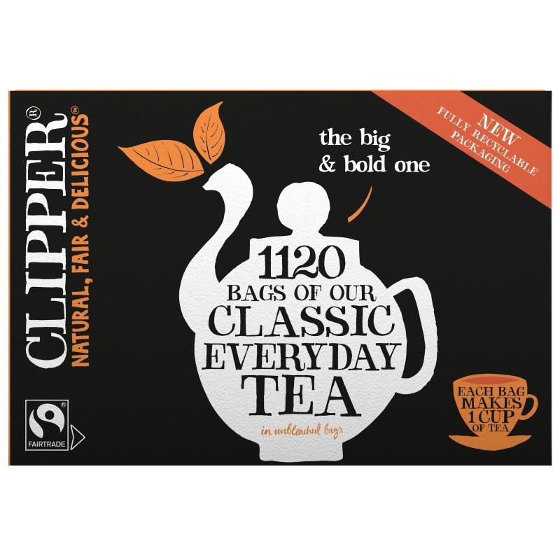 clipper fairtrade, everyday, one cup tea bags, high quality ingredients, natural, one cup bags 