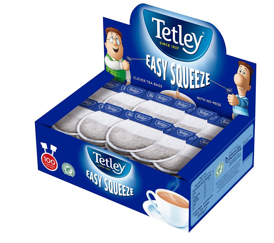 tetley tea bags, easy squeeze, non drip, one cup, drawstring, refreshing, workplace, hot drinks 