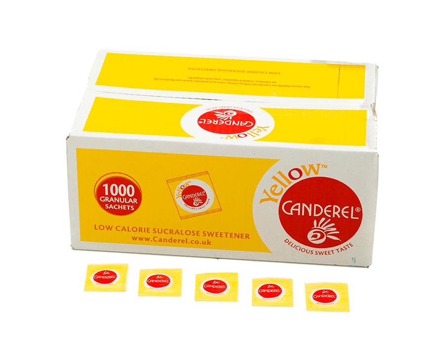 canderel sachets, calorie free, sweetener, hot drinks, sugar alternative 