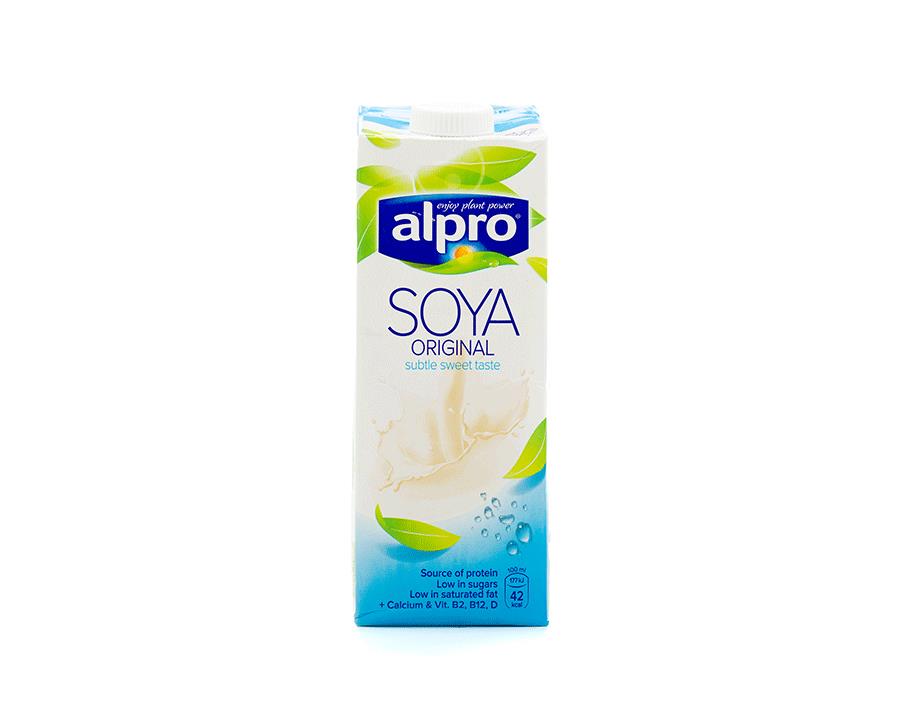 alpro soya milk, dairy free, quality, smooth and creamy, enhanced vitamins, low in fat 