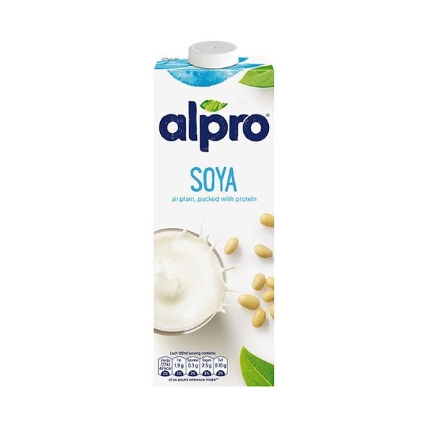 alpro soya milk, dairy free, quality, smooth and creamy, enhanced vitamins, low in fat 