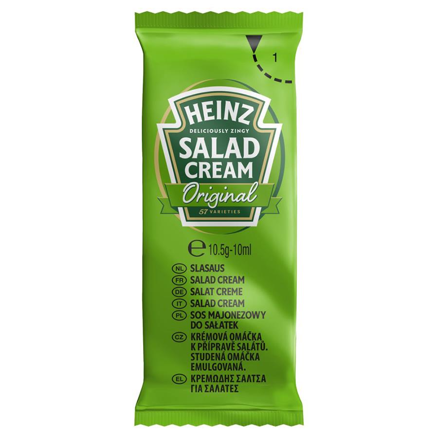heinz salad cream, sachets, portions, unique taste,  