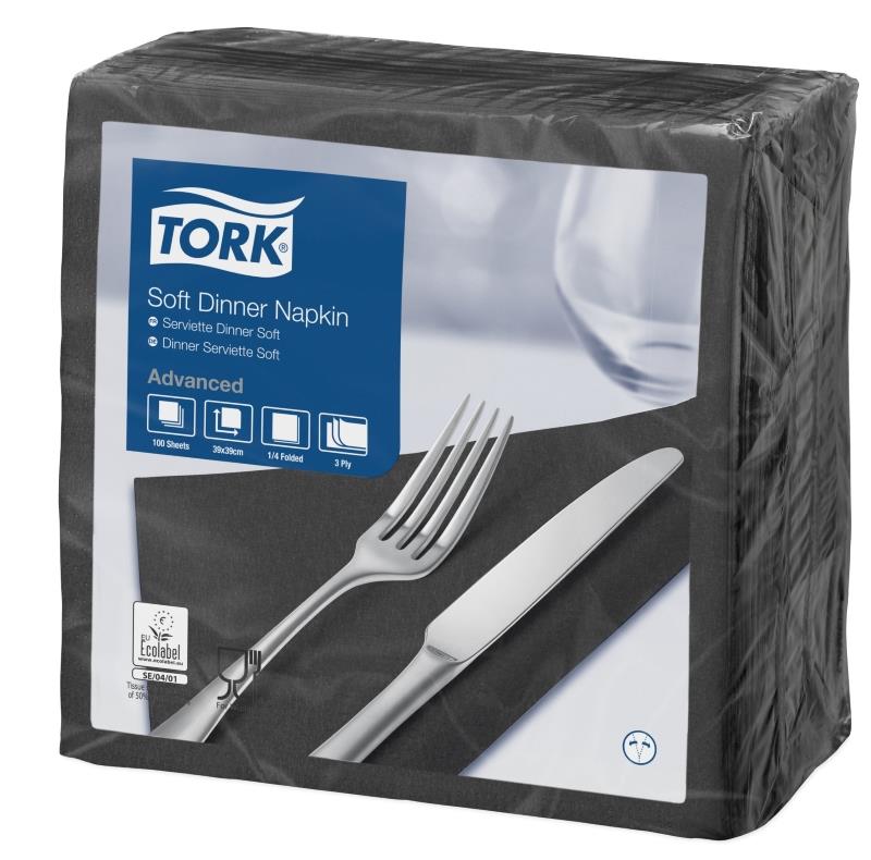 tork napkins, black, 3ply, bars, cafes, quality, great value, dinner napkins, table 