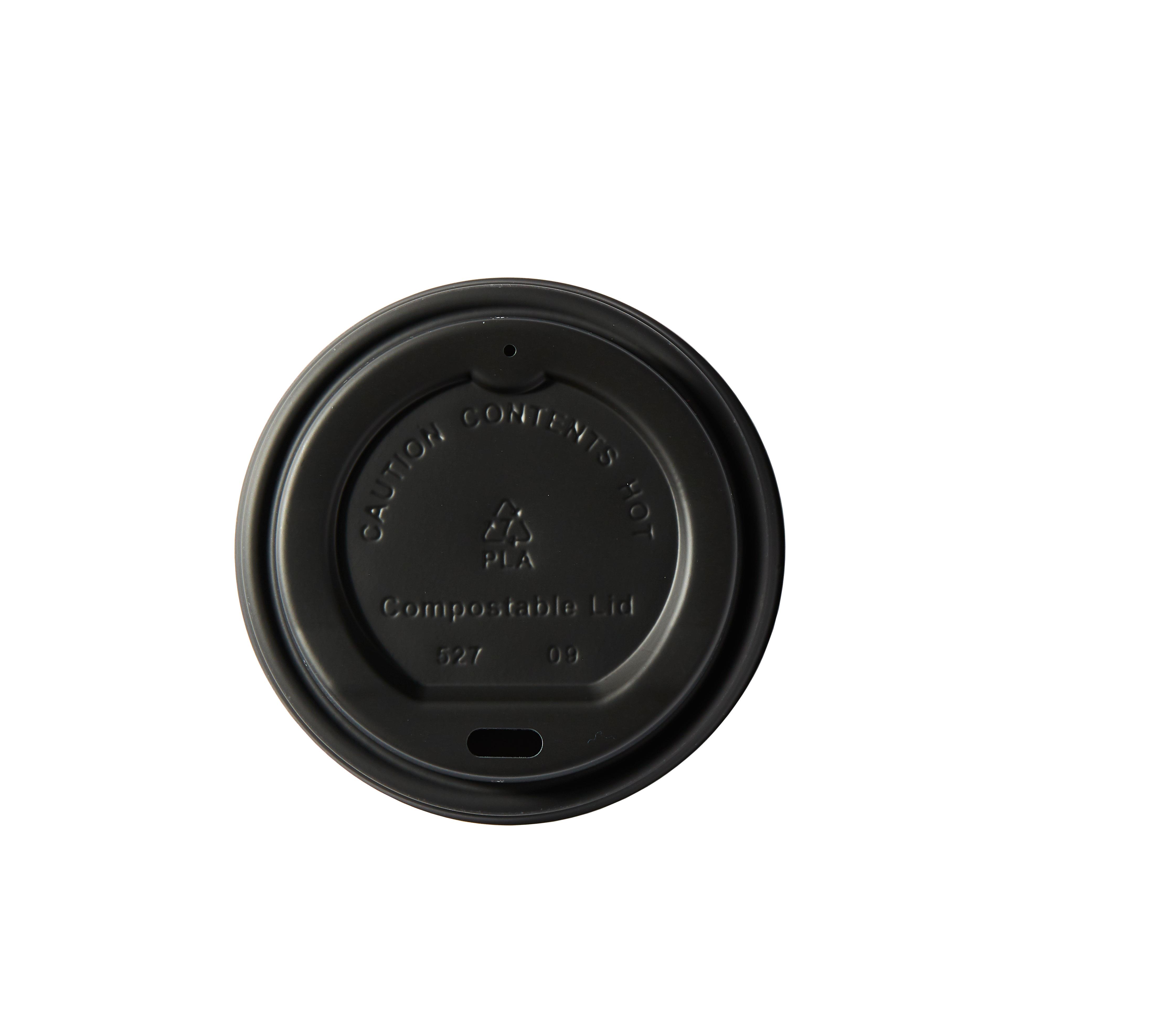 Black PLA Domed Sip Lids 8oz