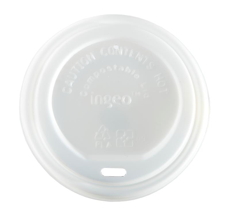 Compostable White 10 - 16oz Domed Sip-thru Lids