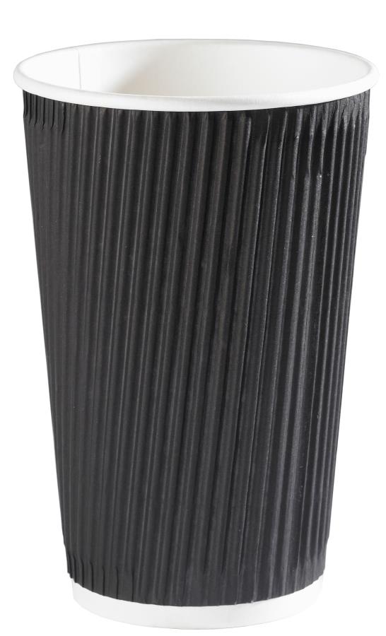 16oz Black Ripple Wrap Paper Coffee Cup