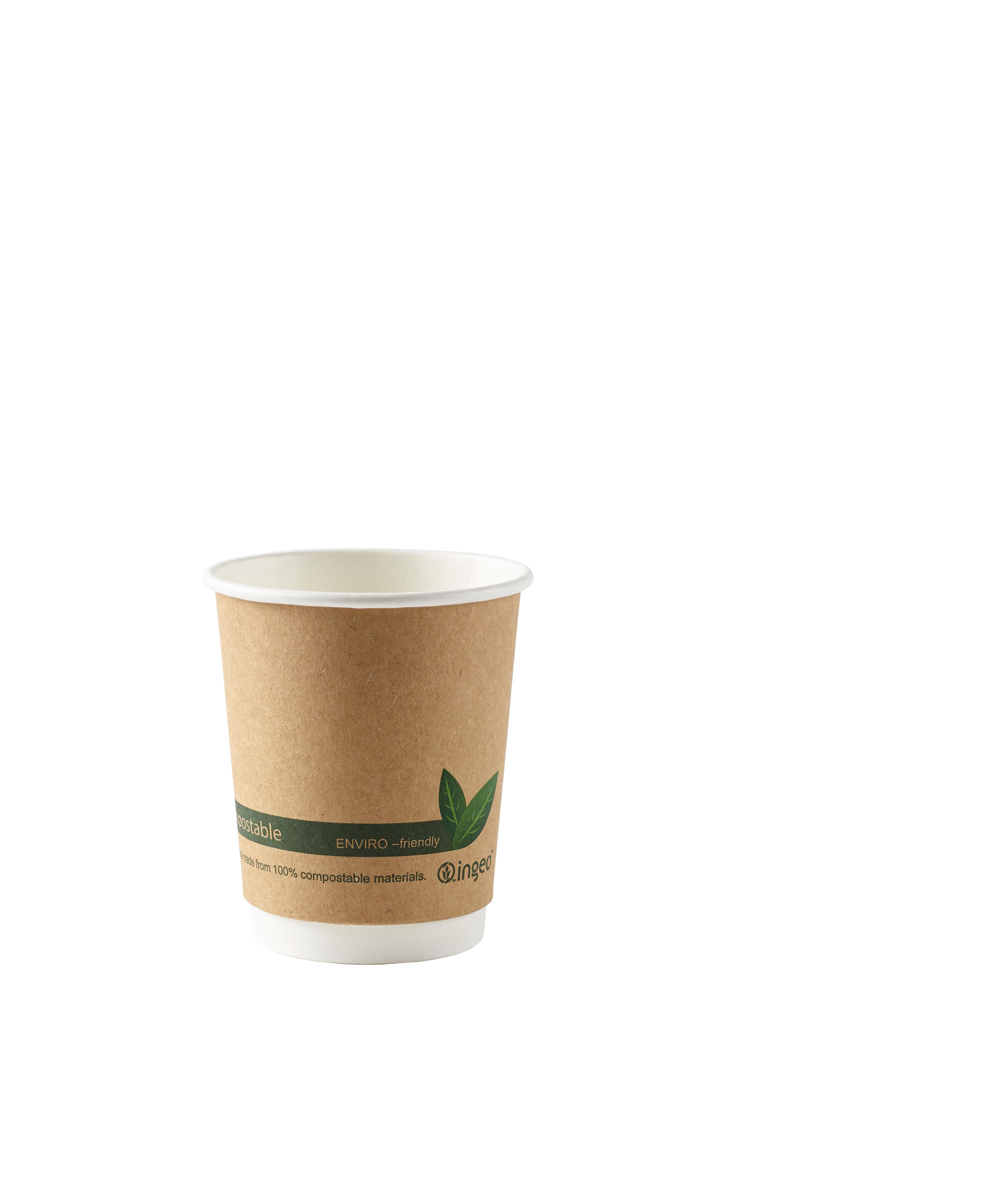 Kraft Compostable Double Wall Paper Cups - 8oz