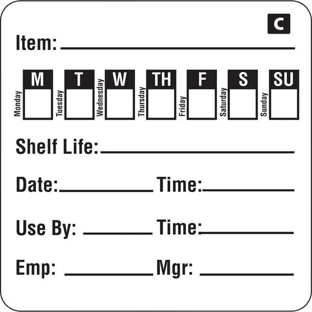 GF049 Hygiplas Freezable Day Of The Week Labels 500's