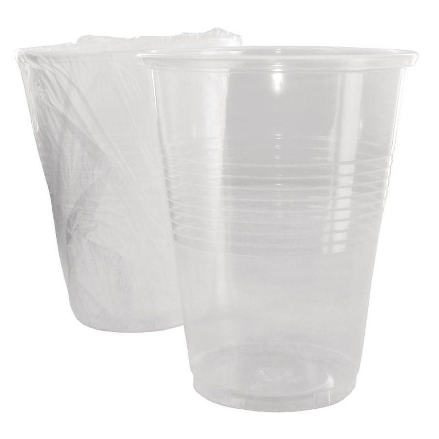 wrapped tumblers, clear, disposable plastic, hotels, recycled, hygienic