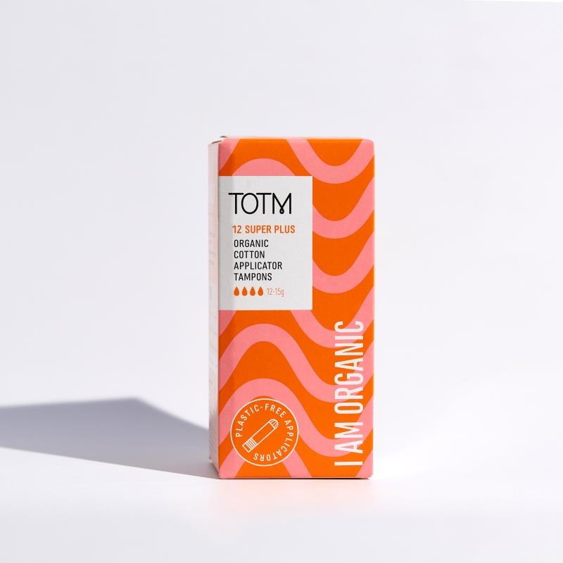 TOTM Organic Cotton Applicator Tampons Super Plus 12's