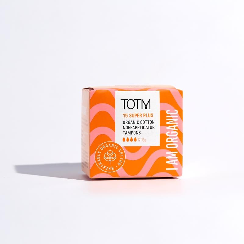 TOTM Organic Cotton Non-Applicator Tampons Super Plus 15's
