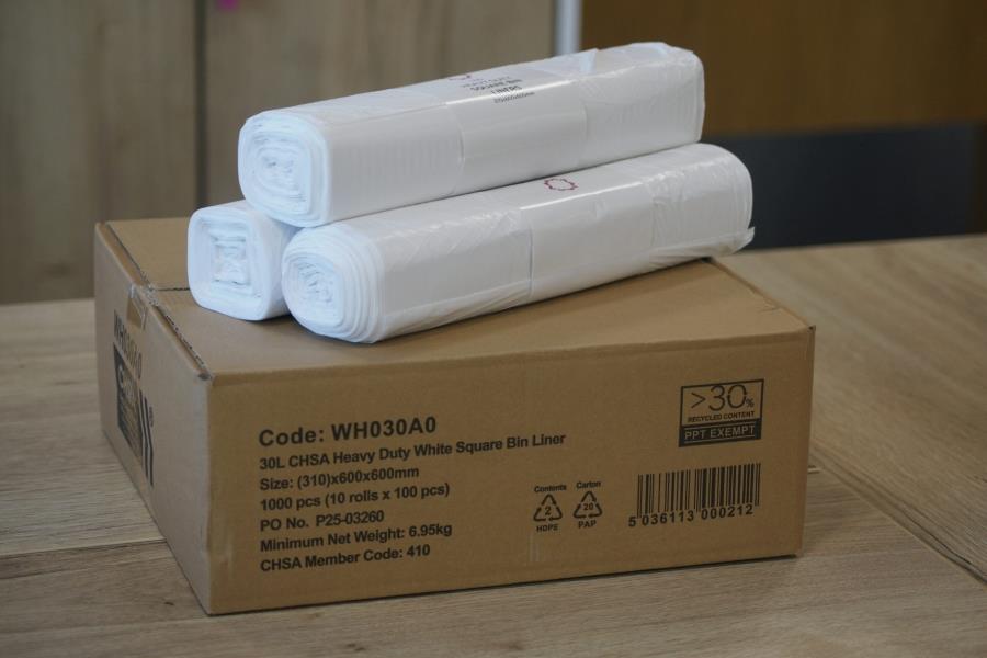 Heavy Duty White Square Bin Liners