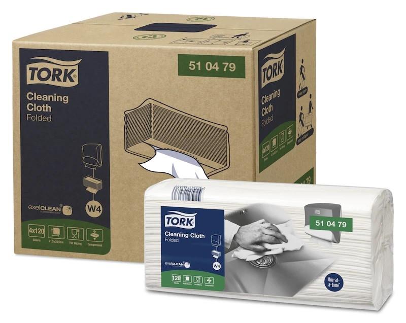 510479 Tork W4 White Folded Cleaning Cloths