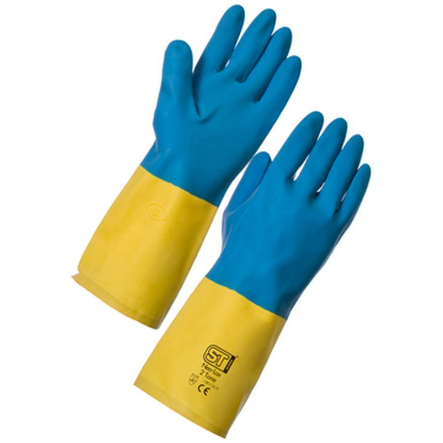Bi-Coloured Heavyweight Glove  - Yellow & Blue - Medium