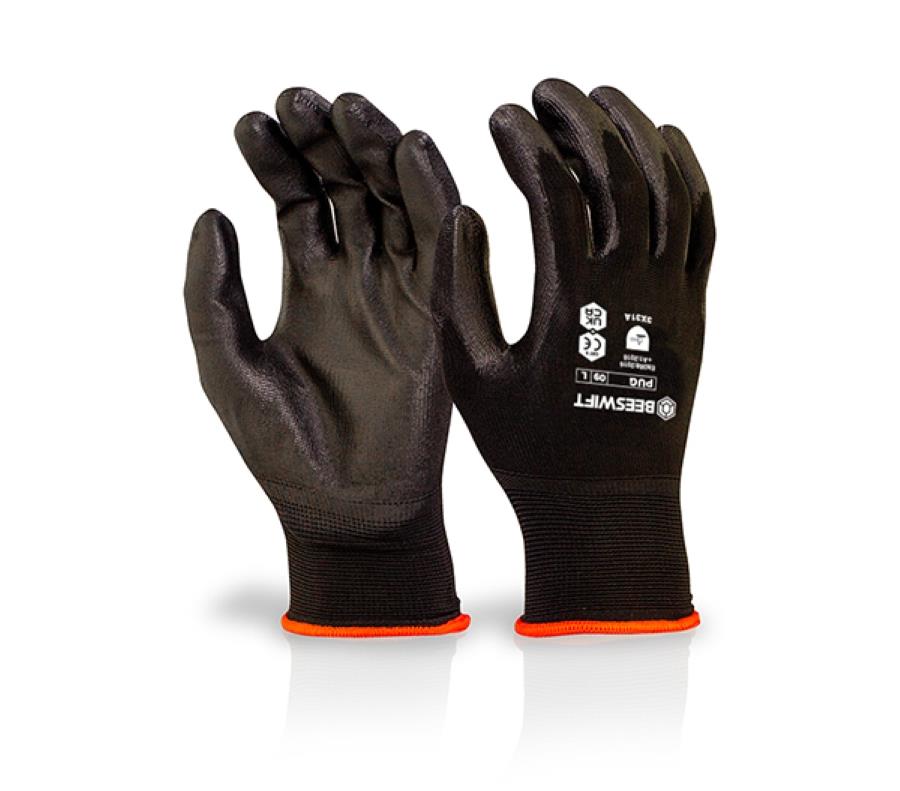Click PU Coated Nylon Glove Black Medium