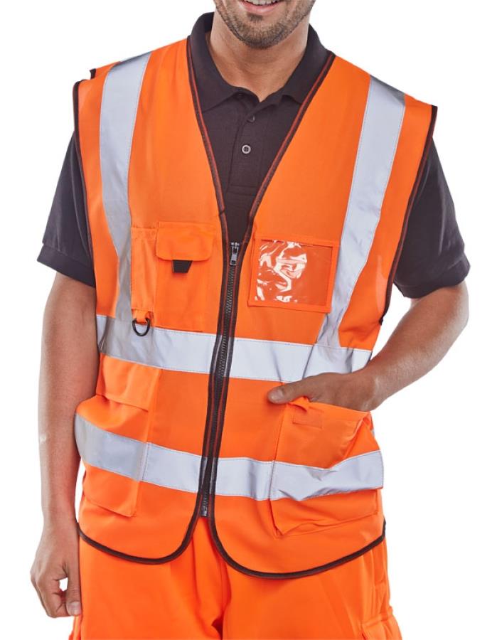 B-Seen Executive Hi Vis Vest Orange Medium
