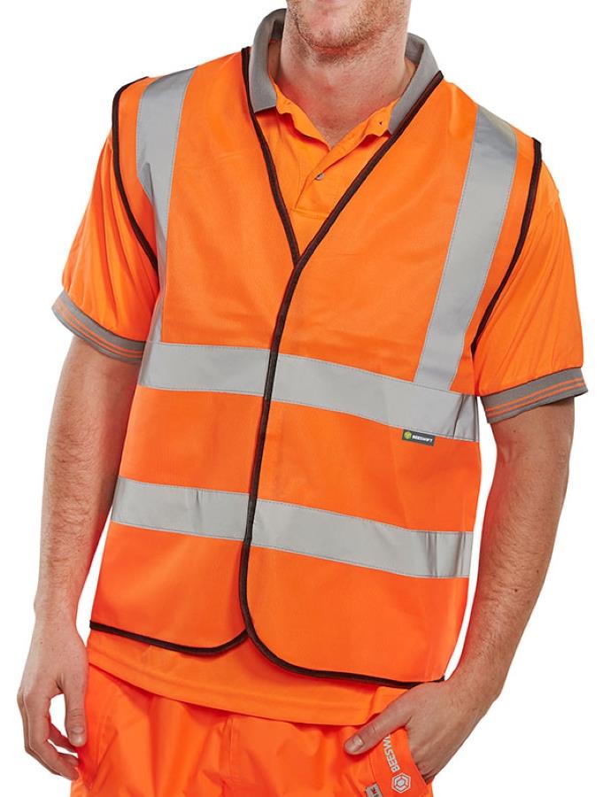B-Seen Hi Vis Vest EN ISO 20471 Orange Large