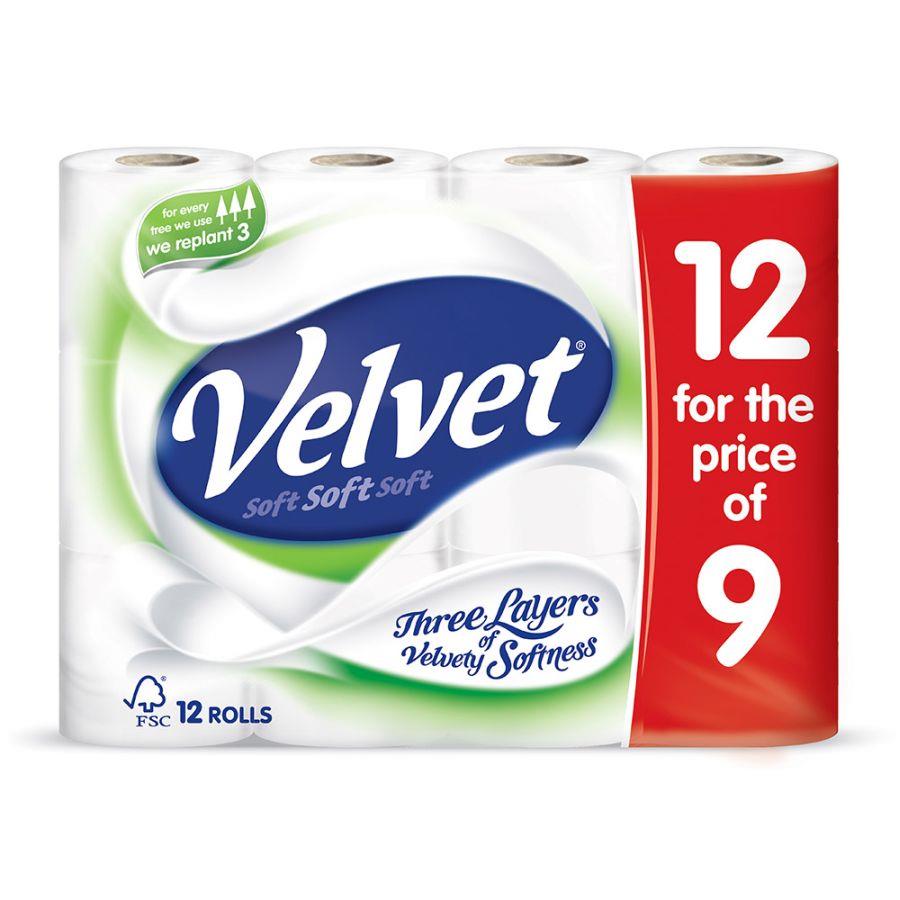 Velvet White Toilet Rolls