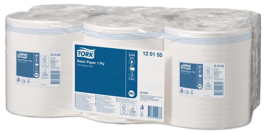 120155 Tork Basic 1ply White Centrefeed Roll