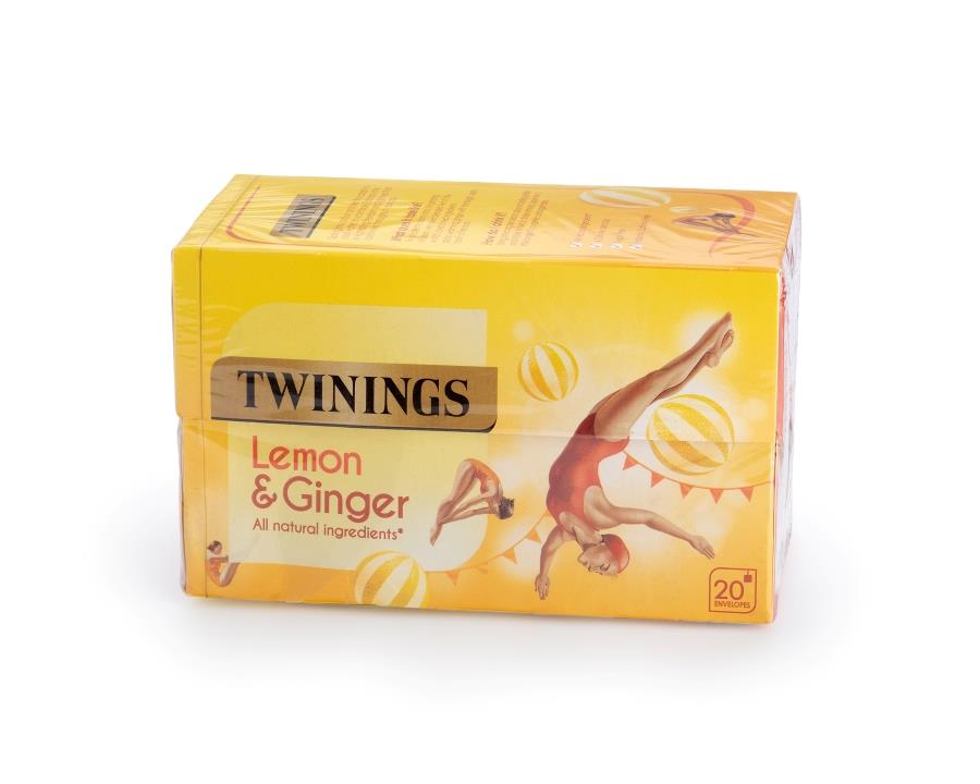 twinings lemon and ginger tea bags, infusions, caffeine free, sugar free 