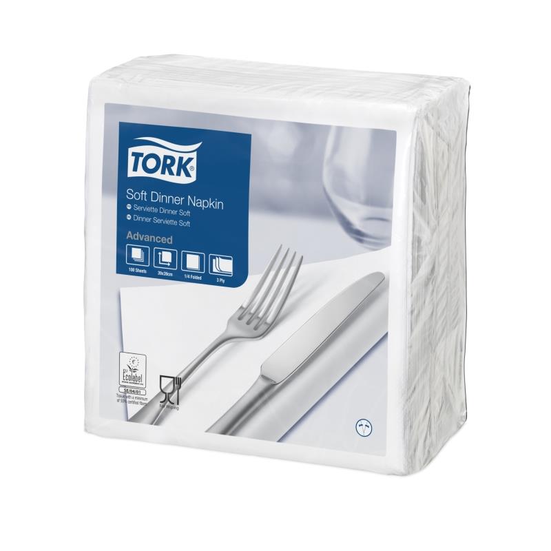 tork napkins, white, soft, durable, dining, 3ply, value, cafes, restaurants 