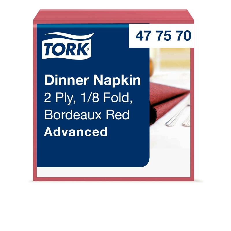 Tork Bordeaux Red 39cm 2ply 8 Fold Dinner Napkins