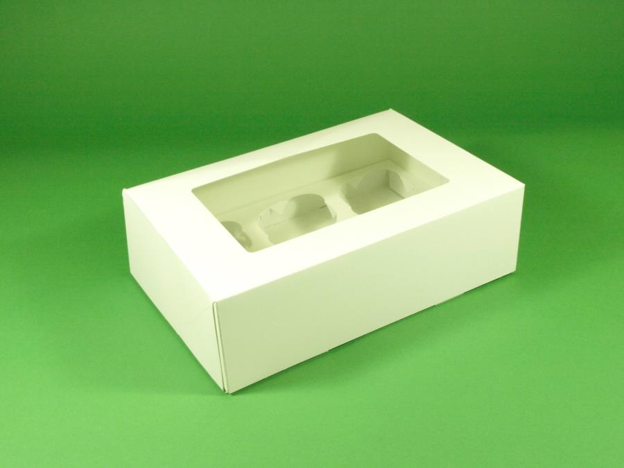 White 6 Cup Cake Box With Inserts